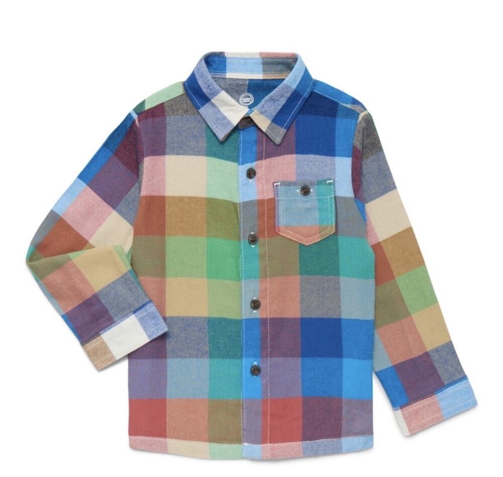 Multicolor Baby Boy Plaid Flannel Shirt NWT 18 Months